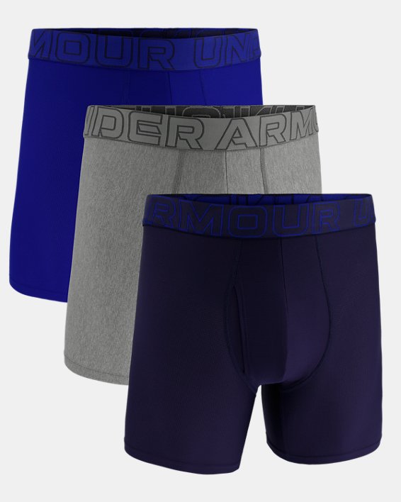Men's UA Performance Tech™ Mesh 6" 3-Pack Boxerjock® in Blue image number 2